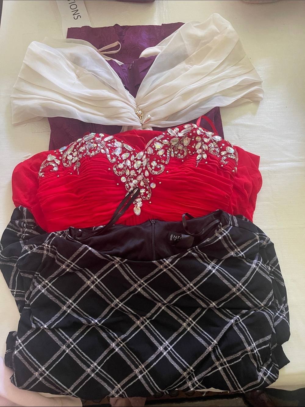 Scott McClintock Red Beaded Strapless Bustier Top